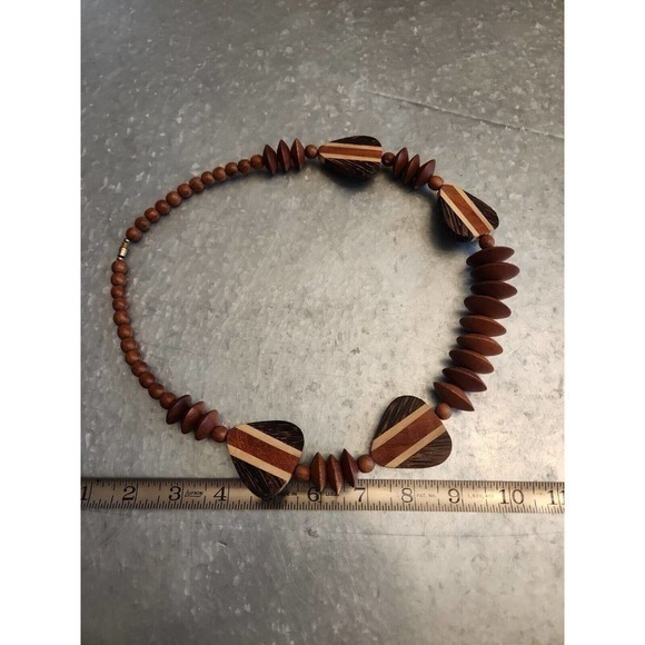 Vintage Wooden Bead Necklace 26" long with Barrel Clasp - Picture 3 of 6